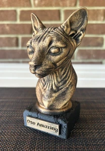 Sphynx Bust 3d Printed Hand Painted Weighted Personalized Name - Picture 1 of 8