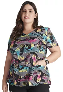 Ariel Little Mermaid Cherokee Scrubs Tooniforms Disney V Neck Top TF756 LMMZ - Picture 1 of 6