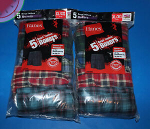 10 Pair NEW 2 packs of 5 HANES BOYS Comfort Flex Woven TAGLESS BOXERS XL / XG