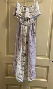 Vintage Havana Tie Dye Strapless Romper Girls XL 16 Purple Off White Ruffle - Picture 1 of 7