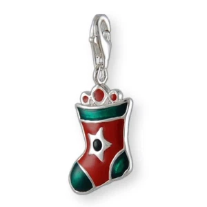 MELINA Charm Anhänger Weihnachtssocke Silber 925 Emaille - Picture 1 of 1