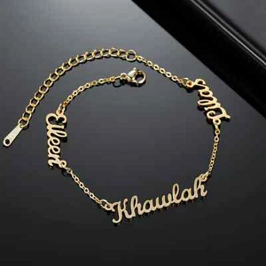 Customized Multiple Name Bracelet Family Gift Jewelry Stainless Steel Link Chain - Picture 1 of 6