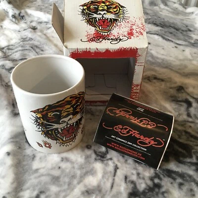 Ed Hardy Born Free Tiger Love Kills Slowly Ceramic Mug Cup Coffee Tea Tattoo New - Image 1 of 4