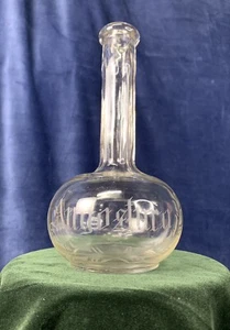 Antique Victorian Era Etched Glass Decanter Rare AUGOSTURA Engraving Bottle 7.5” - Picture 1 of 12