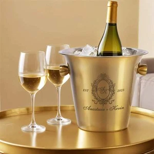 Cubo de hielo personalizado de acero inoxidable para vino/champagne - dorado mate - Imagen 1 de 11