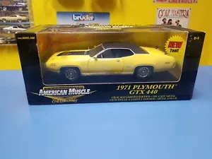 ERTL AMERICAN MUSCLE 1971 PLYMOUTH GTX 440 YELLOW AND BLACK "NEW" - Picture 1 of 7