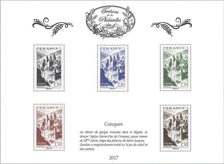 France 2017 Conques town architecture monument ms5v mnh ** - Image 1 of 1
