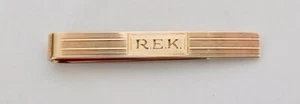 Cravatta vintage Tiffany & Co. oro 14 carati, clip, chiusura monogrammata R.E.K. 7,4 grammi - Foto 1 di 6