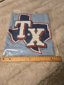 TX STATE TEXAS RANGERS LOGO T-SHIRT PORT & COMPANY XL BASEBALL MLB BLUE & WHITE - Picture 1 of 7
