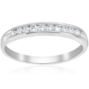 Wedding Ring Channel Set Band Size 7 1/4 ct Lab Diamond 14k White Gold Plated