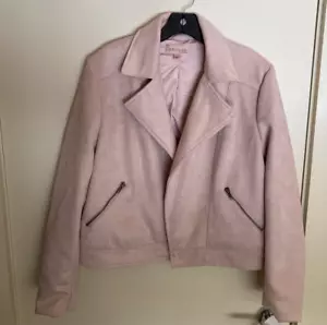 Suede Pink Biker Jacket, sz Large from Philosophy, Casual, L, Spring, Vegan - Picture 1 of 9