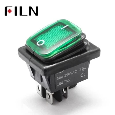 FILN LED Wippschalter Grün 12V 30A ON/OFF wasserdicht für Auto u.s.w