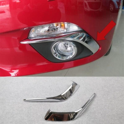 Chrome Front Bumper Fog Light Lamp Cover Trim Fit for Mazda 3 Axela 2014-2016 - Imagem 1 de 4