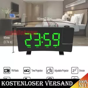 LED FM Radiowecker mit Projektion Digital Funkuhr Dimmbar Tischuhr Alarm USB DE` - Bild 1 von 17