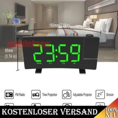 LED FM Radiowecker mit Projektion Digital Funkuhr Dimmbar Tischuhr Alarm USB DE` - Bild 1 von 4