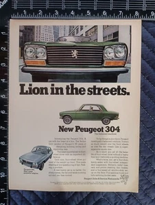 Vintage 1970 Peugeot 304 Lion In The Streets Magazine Ad PG-1 - Picture 1 of 1