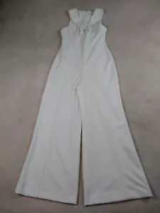 Calvn Klein Dressy Jumpsuit Women's White Pleated Keyhole Wide Leg Repaired Flaw - Picture 1 of 11