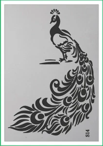 Art deco peacock spray paint reusuable stencil premium mylar - Picture 1 of 4