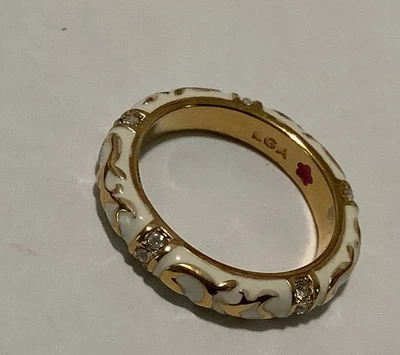 Lauren G Adams White Enamel, Cz’s And Gold Plated Fiesta Ring (129) Size 8 - Image 1 of 2