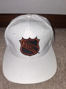 Vintage 90s White NHL Shield Logo Sports Specialties SnapBack Hat Cap Twill - Picture 1 of 8