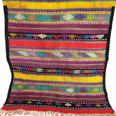 Rare Vintage Berber Wool Rug Handwoven Kilim Azilil Rug Tribal Boujaad Carpet - image 1 of 4