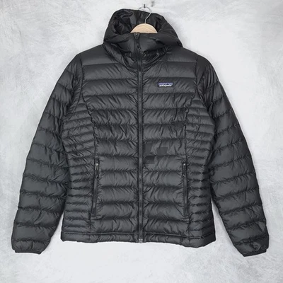 Patagonia Down Sweater Hoodie Jacket Womens Small Hooded Puffer Repair Spots - Image 1 of 4