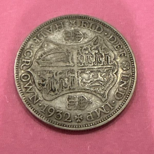 Moneda de 1/2 corona de plata Gran Bretaña 1932 muy fina circulación George V Gobernante - Imagen 1 de 2