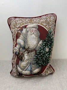 Vtg Santa Claus St Nicholas Tapestry Accent Pillow Christmas Old World 17 X 12.5 - Picture 1 of 4