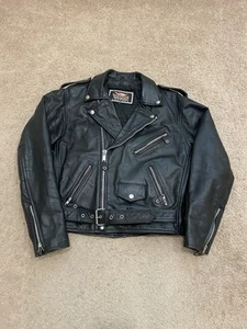 VINTAGE MAS LEDER schwarz Motorrad JACKE Herren Größe S - Bild 1 von 7