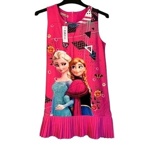 Zara Dress Girls Size 13 Disney Frozen Elsa Anna Pink Sleeveless Pleats NWT - Picture 1 of 9