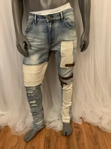 Reelistik NYC Men’s Skinny Jeans 36/30 Punk Streetwear With Patches - Picture 1 of 15