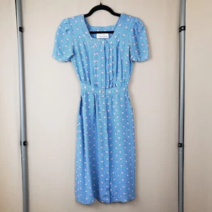 VTG 80s Floral Dress XXS 22" Waist Button Front 1930s Inspired Jane Fonda 9 To 5 - Picture 1 of 17