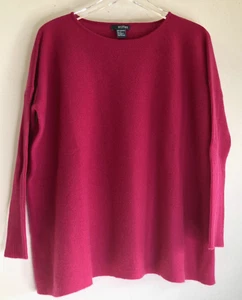 griffen 100% Cashmere Sweater Sz Medium Pullover Oversized Fuchsia Pink - Picture 1 of 11