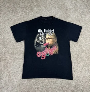 Vintage Y2K A Christmas Story Oh Fudge Movie Promo Black T-Shirt Size Medium - Picture 1 of 5