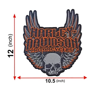 Harley-Davidson Winged Skull Patch - Large 11" Embroidered Iron-On/Sew-On - Bild 1 von 4