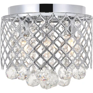 Chandelier Crystal Flush Mount Chrome Bedroom Hallway Bathroom Light Fixture 10" - Picture 1 of 11