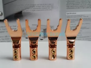 4x Hifi Puro Rojo Espada de Cobre Enchufe Altavoz Cable Conector Y AMP - Imagen 1 de 4