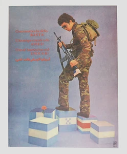 1989 Original Cuba Political Poster.Cold War Graphic art.Central America.Basta! - Picture 1 of 3