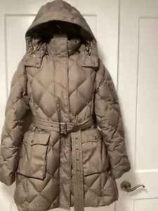 Burberry London Brown Down Diamond Quilt Coat Puffer, w/Hood, Belt, SZ XL - Picture 1 of 13