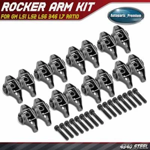 4340 Chromoly Steel Rocker Arms w/ Trunion Kit for GM LS1 LS2 LS6 346 1.7 Ratio - Picture 1 of 10