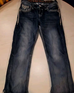 Rock Revival Jeans Barry Relaxed Straight 17 Blue Denim Men's 32x30 "R" Pockets - Picture 1 of 11