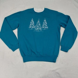MORNING SUN DAMEN VINTAGE TÜRKIS BLAU URLAUB STRASS WEIHNACHTSBAUM SWEATSHIRT S - Bild 1 von 8