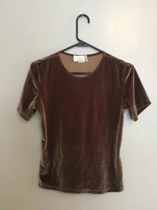 VTG Gemilli Crushed Brown Velvet Women’s Blouse Small - Picture 1 of 5