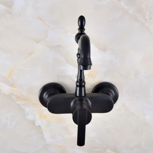 Wall Mounted Black Oil Rubbed Brass Kitchen Sink Bathroom Basin Faucet Mixer Tap - Picture 1 of 9
