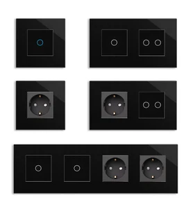 LUXUS-TIME Glas Touch Lichtschalter Dimmer USB SAT Wechseslchalter Steckdosen - Bild 1 von 65
