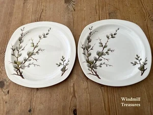 PAIR VINTAGE MIDWINTER PUSSY WILLOW STYLECRAFT DINNER PLATE- GREAT CONDITION - Foto 1 di 7