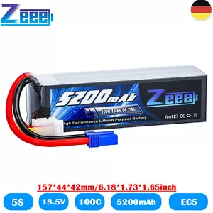 Zeee 5S Lipo Akku 18.5V 100C 5200mAh EC5 Batterie für RC LKW Auto Flugzeug Heli - Bild 1 von 8