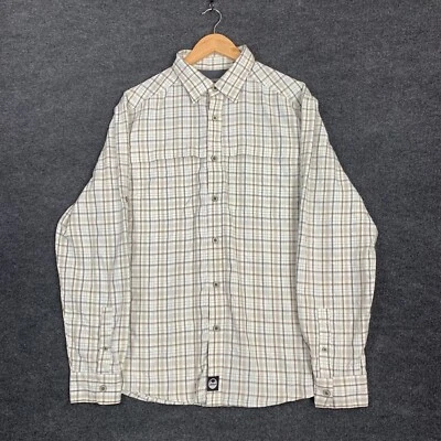 Wrangler Mens Shirt Size M Beige Plaid Long Sleeve Button Up Regular Fit Pockets - Image 1 of 4
