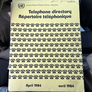 VINTAGE UNITED NATIONS TELEPHONE DIRECTORY NEW YORK APR 1984 GENEALOGY RESEARCH - Picture 1 of 12
