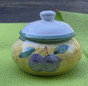 CALECA ITALIAN HAND PAINTED Sugar Bowl FRUTTA. Excellent Condition - Picture 1 of 3